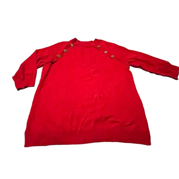 Lane Bryant Women’s Red Sweater With Gold Buttons Size 14/16 - Picture 1 of 10